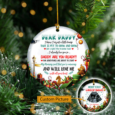 Personalized This Christmas 2021 I'll Be Snuggled Up Two Side Ornament Gift For Daddy And Will Love Me With All Your Heart - Kv