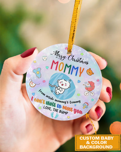 Personalized  Gift For Future Mommy From Inside Mommy's Tummy Love The Bump Ornament - pp - KT 2710214