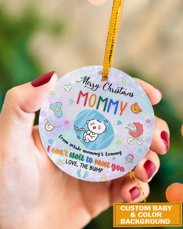 Personalized  Gift For Future Mommy From Inside Mommy's Tummy Love The Bump Ornament - pp - KT 2710214