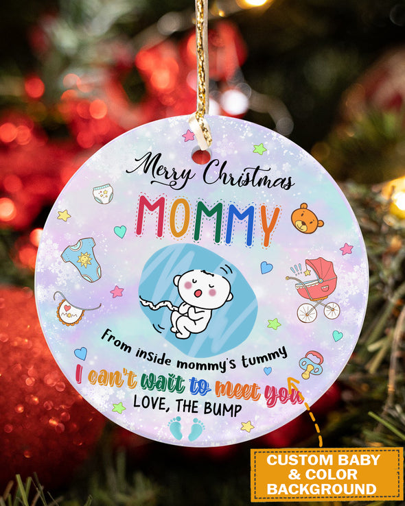 Personalized  Gift For Future Mommy From Inside Mommy's Tummy Love The Bump Ornament - pp - KT 2710214