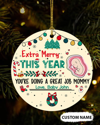 Gift For Future Mommy Extra Merry This Year You're Doing A Great Job Ornament - PP - TT03112124 1