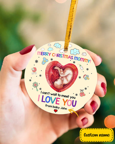 Gift For Future Mommy Merry Christmas I Can't Wait To Meet You I Love You Ornament - PP - TA2810212