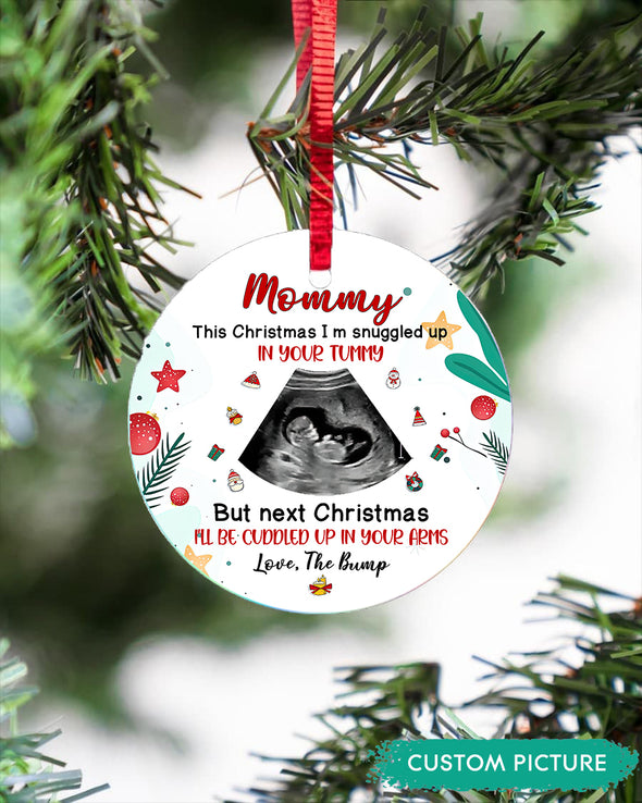 Personalized Gift For Future Mommy Next Christmas I'll Be Cuddled Up In Your Arms Ornament - pp - TT3010212