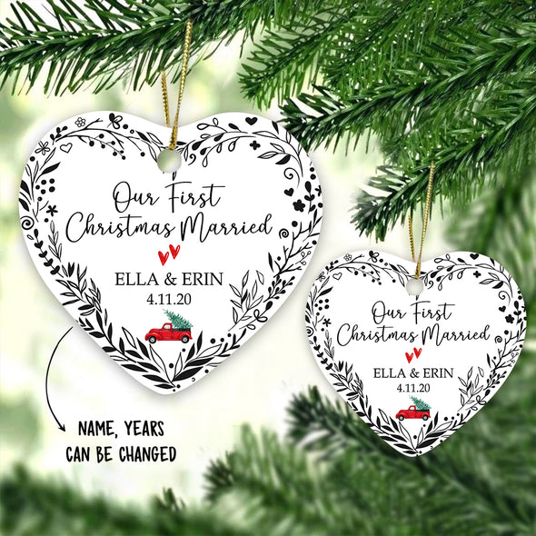 Gift For Couple Our First Christmas Married Ornament - Kv