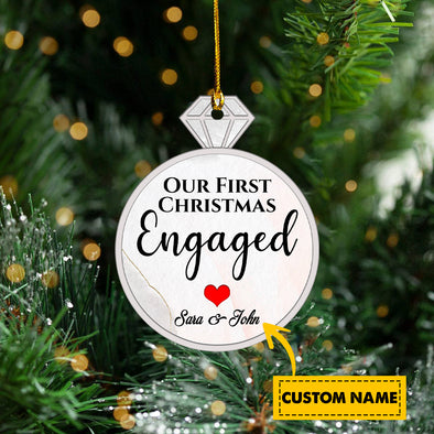 Gift For Couple Our First Christmas Engaged Ornament - Kv - Ta3009216