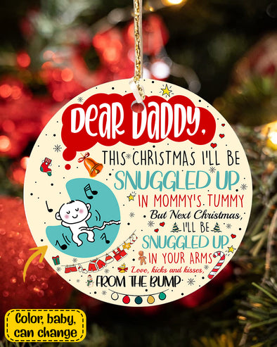 Personalized Gift For Future Daddy This Christmas I'll Be Snuggled Up In Mommy's Tummy Ornament - PP - TA2610212