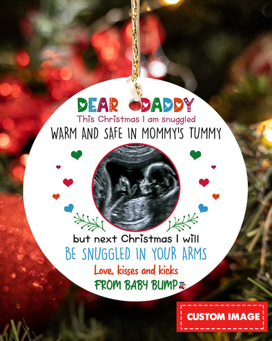 Personalized Gift For Future Daddy Love, Kisses And Kicks Ornament - pp - TA1310212