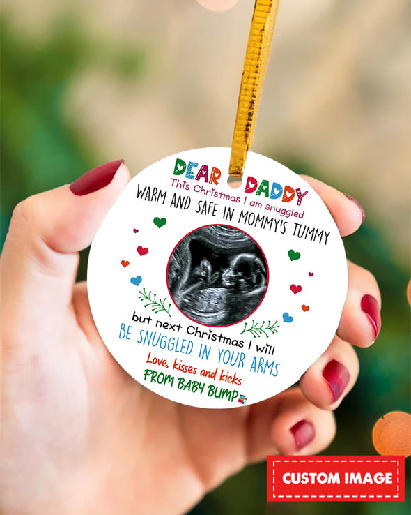Personalized Gift For Future Daddy Love, Kisses And Kicks Ornament - pp - TA1310212