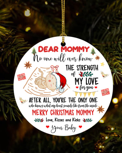 Gift For Future Mommy Merry Christmas Loves Kisses And Kicks Your Baby Ornament - PP - TT10112110 2