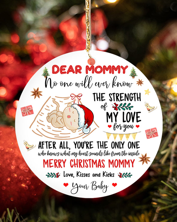 Gift For Future Mommy Merry Christmas Loves Kisses And Kicks Your Baby Ornament - PP - TT10112110 2