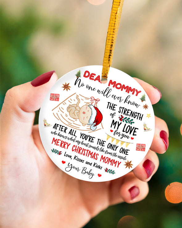 Gift For Future Mommy Merry Christmas Loves Kisses And Kicks Your Baby Ornament - PP - TT10112110 2