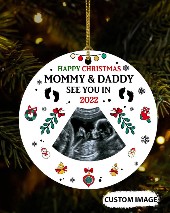 Personalized Gift For Future Mommy And Daddy Happy Christmas See You In 2022 Ornament - MC - TT0411215 2