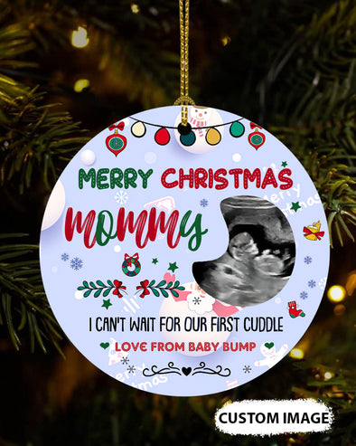 Personalized Gift For Future Mommy Merry Christmas I Can't Wait For Our First Cuddle Ornament - PP - TT08112110 3