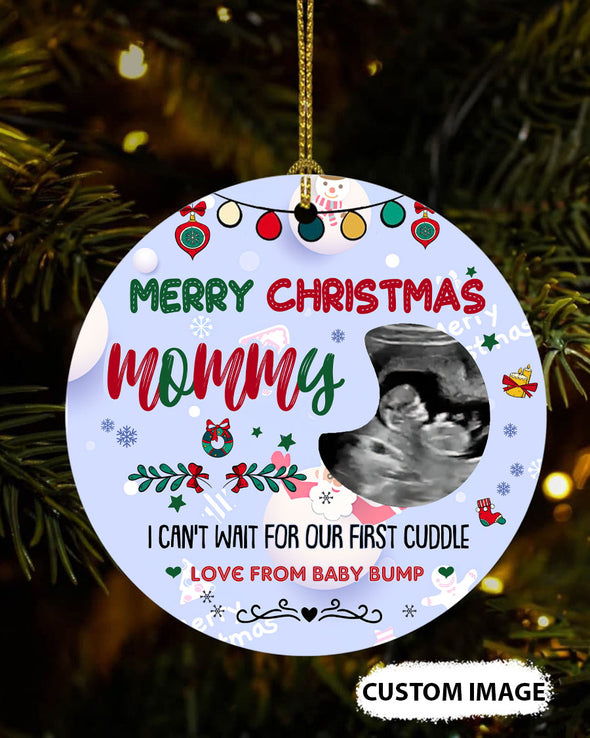 Personalized Gift For Future Mommy Merry Christmas I Can't Wait For Our First Cuddle Ornament - PP - TT08112110 3
