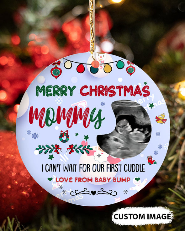 Personalized Gift For Future Mommy Merry Christmas I Can't Wait For Our First Cuddle Ornament - PP - TT08112110 3