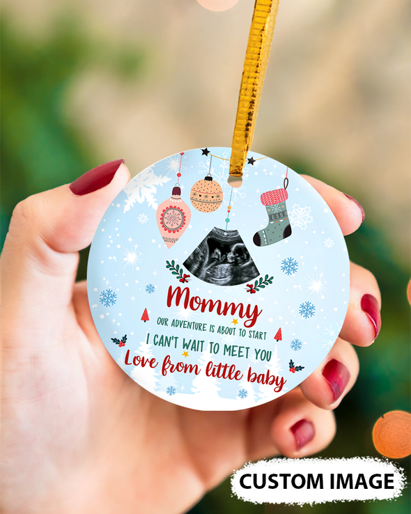 Personalized Gift For Future Mommy Our Adventure Is About To Start Can't Wait To Meet You Ornament - PP - TT1511217 1