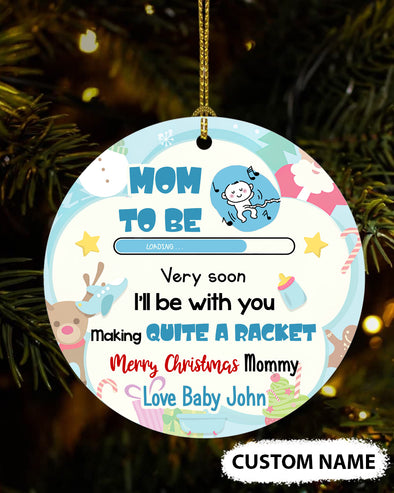 Gift For Future Mommy Merry Christmas Very soon I'll Be With You Making Quite A Racket Ornament - PP - TT1011219 1