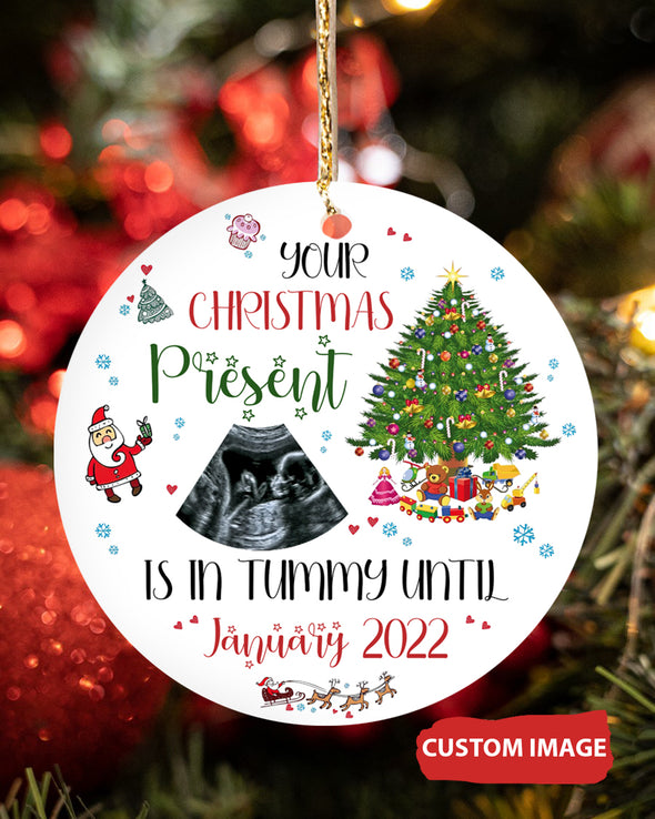 Personalized Gift For Future Daddy And Mommy Your Christmas Present Is In Tummy Until Ornament - MC - TT0812212 2
