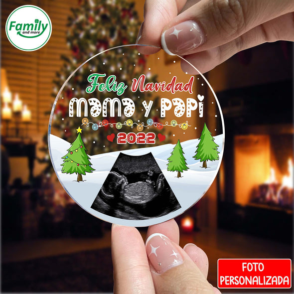 Feliz Navidad MaMi y PaPi 2022 Foto Personalizada Ornament_NT_HB1511224