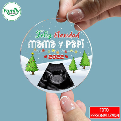 Feliz Navidad MaMi y PaPi 2022 Foto Personalizada Ornament_NT_HB1511224