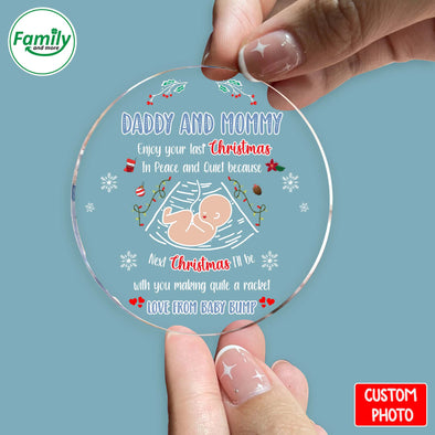 Gift For Future Daddy & Mommy Next Christmas I'll Be With You Making Quite A Racket See You In 2023 Ornament-NT-HB411222