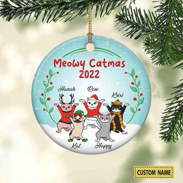 Personalized Gift For Cat Lovers,  Cat Face Meowy Christmas Ornament LHT-LTT231122