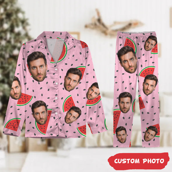 Personalized Gift For Couple Custom Photo Portrait Face Pajamas-NT-HB512222
