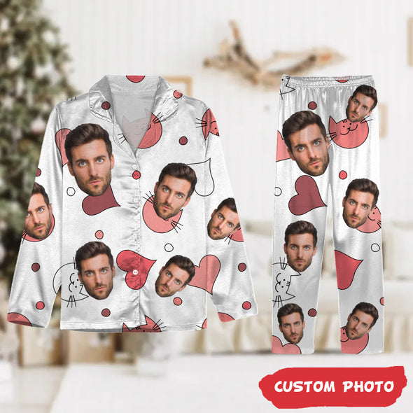 Personalized Gift For Couple Custom Photo Portrait Face Pajamas-NT-HB1412222