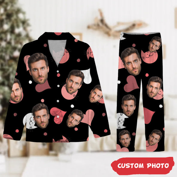 Personalized Gift For Couple Custom Photo Portrait Face Pajamas-NT-HB1412222