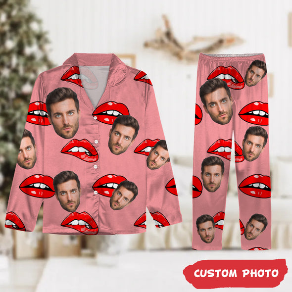 Personalized Gift For Couple Custom Photo Portrait Face Pajamas-NT-HB1412222