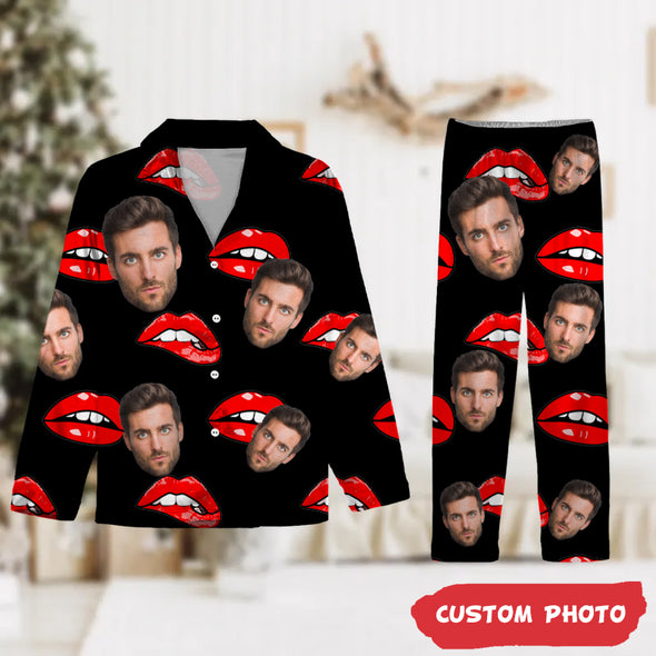 Personalized Gift For Couple Custom Photo Portrait Face Pajamas-NT-HB1412222
