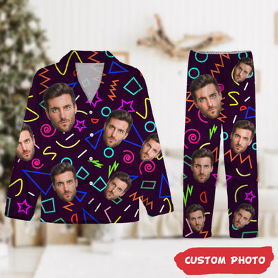 Personalized Gift For Couple Custom Photo Portrait Face Pajamas-NT-HB512222