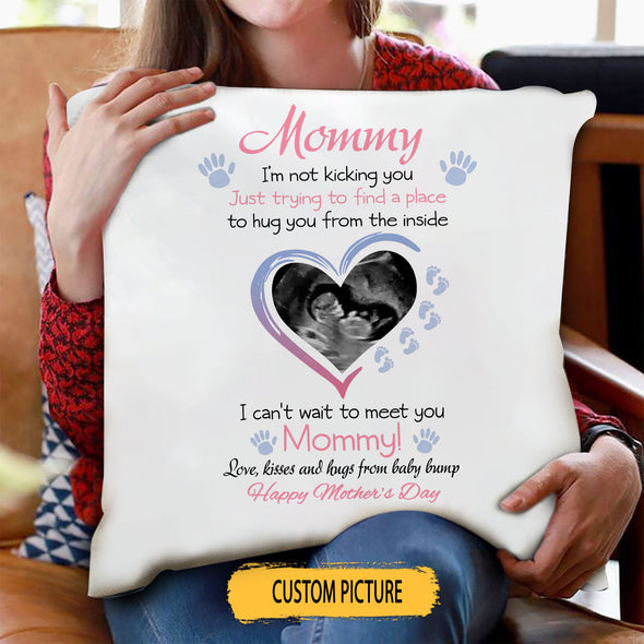 Personalized Gift For Future Mommy Love, Kisses, Hugs From Your Baby Bump Pillow - PP - LT2403222