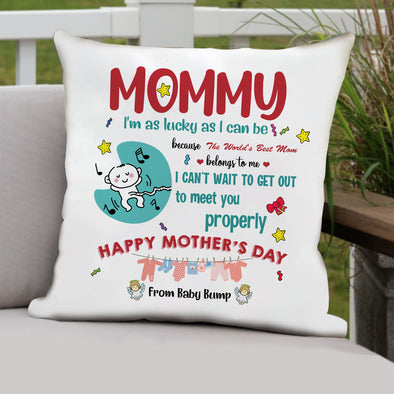 Gift For Future Mommy I Can't Wait To Get Out To Meet You Pillow - LT - LT2403224