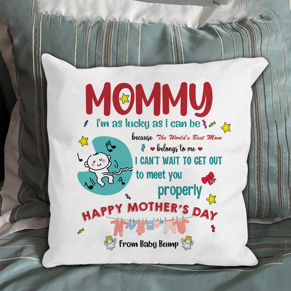 Gift For Future Mommy I Can't Wait To Get Out To Meet You Pillow - LT - LT2403224
