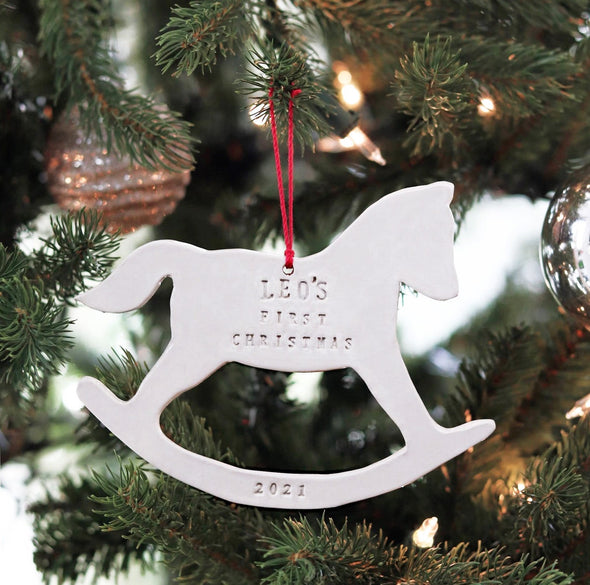 Personalized Gift For Mommy and Daddy Baby 1st Christmas Rocking Horse