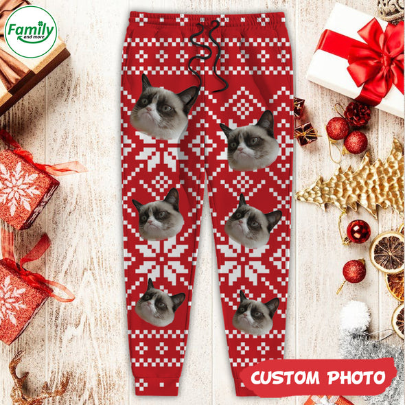 Custom Photo With Christmas Pattern Men and Women's Sweatpants_NT_HB2111223