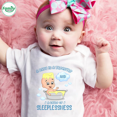 A baby is a treasure - a cause of sleeplessness-nt Baby Onesie