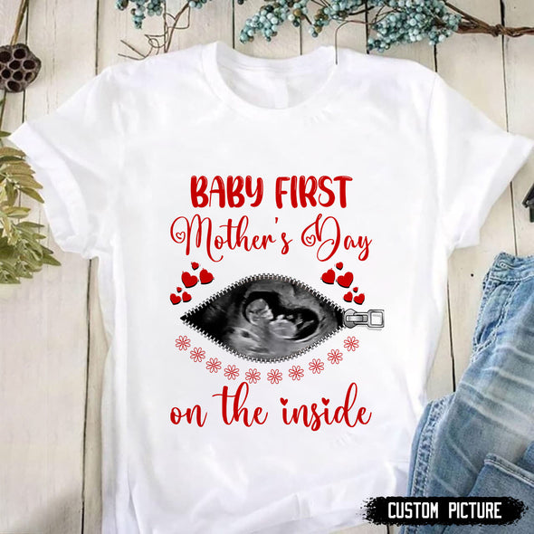 Personalized Gift For Future Mommy Baby's First Mother's Day On The Side T-shirt - PP - LT1903224