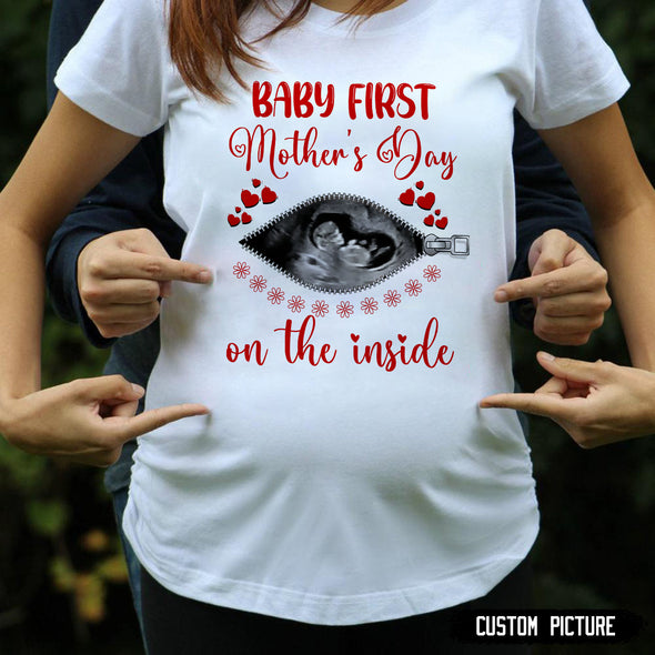 Personalized Gift For Future Mommy Baby's First Mother's Day On The Side T-shirt - PP - LT1903224