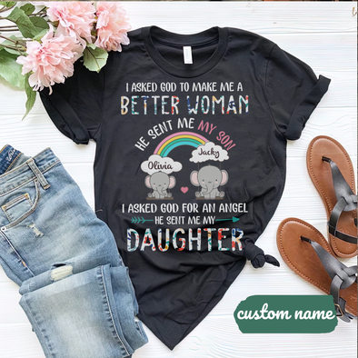 Gift For Mommy He Sent Me My Son He Sent Me My Daughter T-Shirt - AD - TT300322803229 cloned