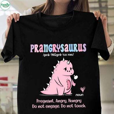 Prangrysaurus pregnant angry hungry Premium Fit Ladies Tee