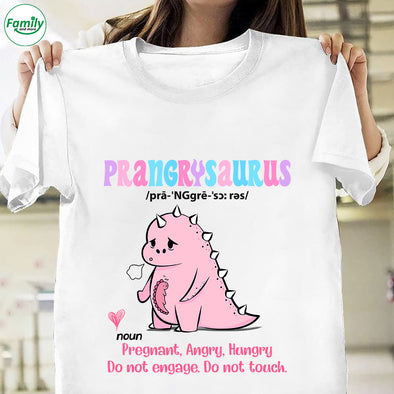 Prangrysaurus Pregnaut Angry Hungry Premium Fit Ladies Tee