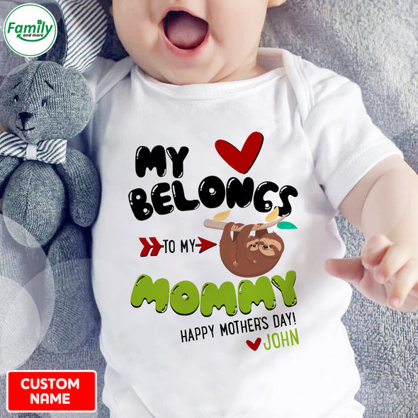 Personalized Gift For Mommy My Heart Belongs To My Mommy Baby Onesie - PP - LT3103225