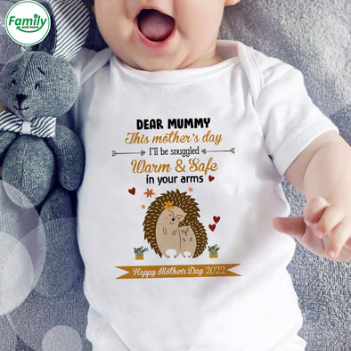 Gift For Future Mummy This Mother's Day I'll Be Snuggled Warm & Safe In Your Arms Baby Onesie - PP - LT1003226