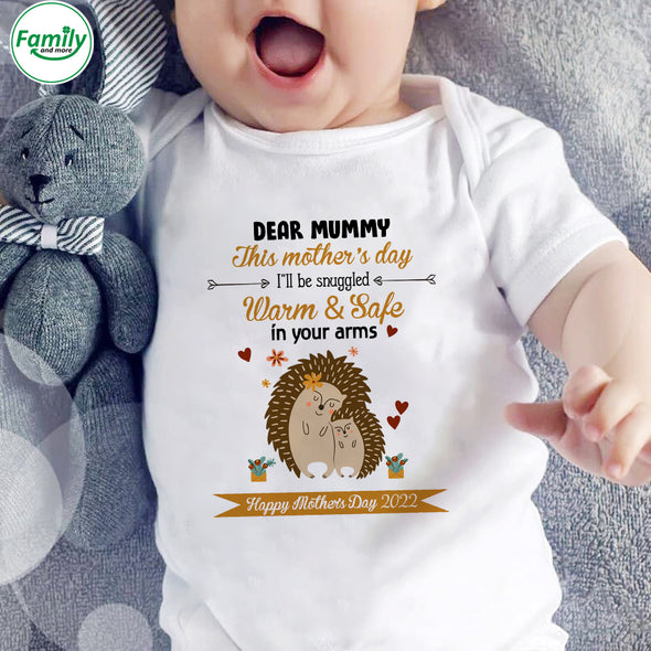 Gift For Future Mummy This Mother's Day I'll Be Snuggled Warm & Safe In Your Arms Baby Onesie - PP - LT1003226
