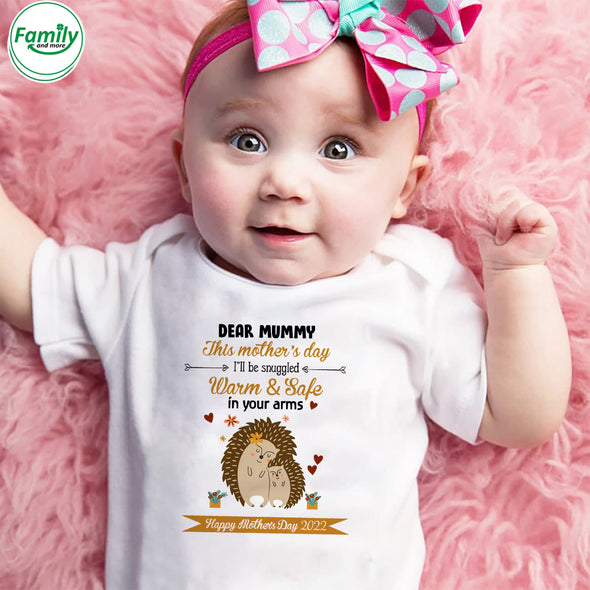 Gift For Future Mummy This Mother's Day I'll Be Snuggled Warm & Safe In Your Arms Baby Onesie - PP - LT1003226
