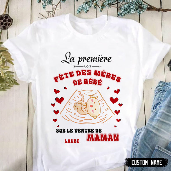 Cadeau Personnalisé Pour Future Maman La Première Fête Des Mères De Bébé T-Shirt - PP - LT1504224