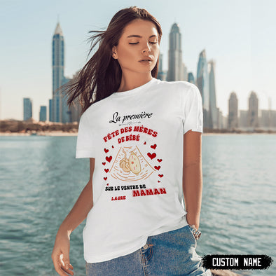 Cadeau Personnalisé Pour Future Maman La Première Fête Des Mères De Bébé T-Shirt - PP - LT1504224