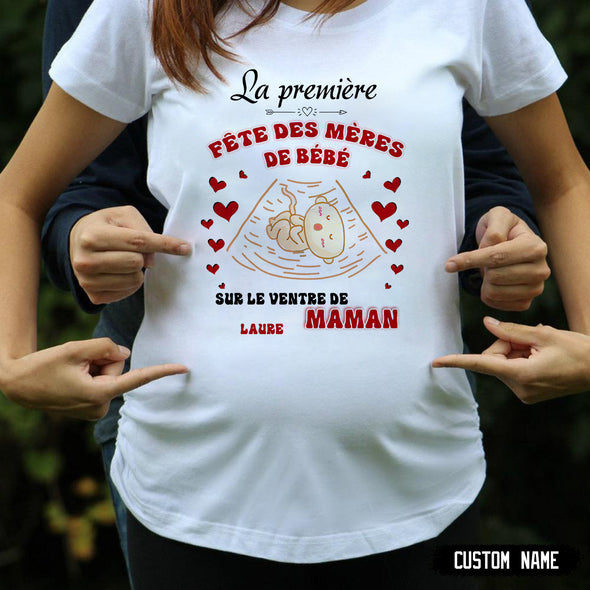 Cadeau Personnalisé Pour Future Maman La Première Fête Des Mères De Bébé T-Shirt - PP - LT1504224